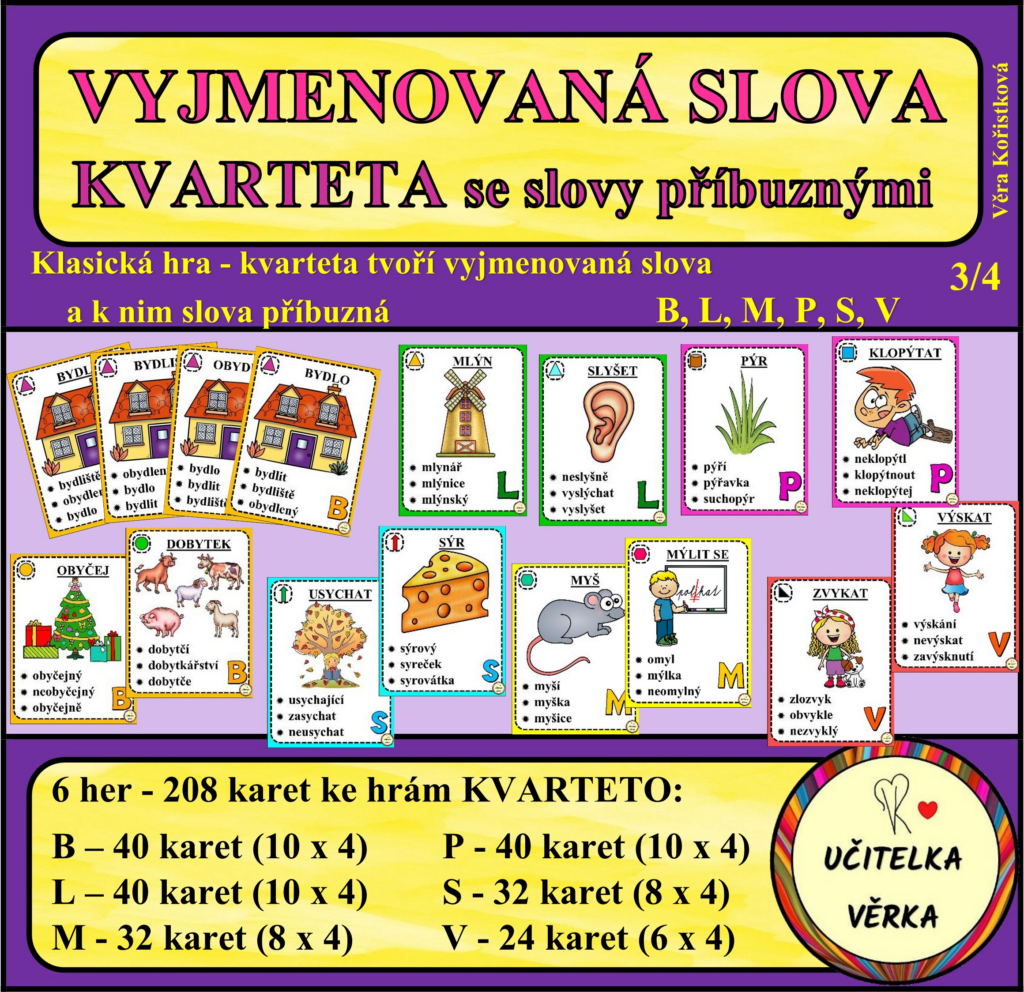 VYJMENOVANÁ SLOVA - KVARTETA - Učitelka Věrka